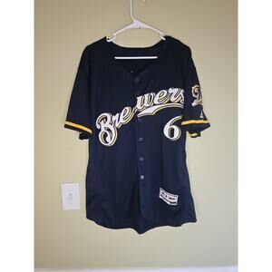 Lorenzo Cain #6 Milwaukee Brewers MLB Baseball Jersey Mens Size 40 Majestic Sewn